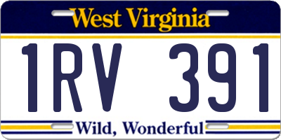 WV license plate 1RV391