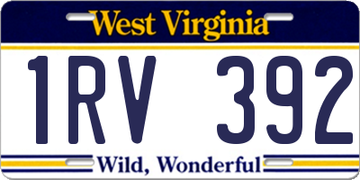 WV license plate 1RV392
