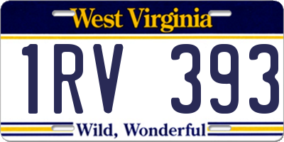 WV license plate 1RV393