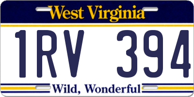 WV license plate 1RV394