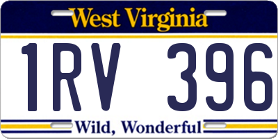 WV license plate 1RV396