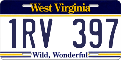 WV license plate 1RV397