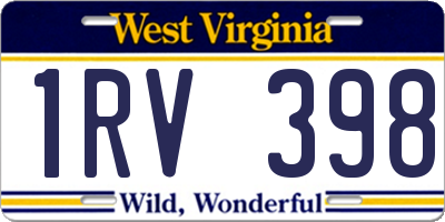 WV license plate 1RV398