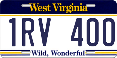 WV license plate 1RV400