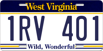WV license plate 1RV401