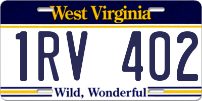 WV license plate 1RV402
