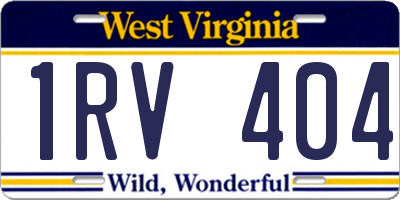 WV license plate 1RV404