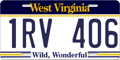 WV license plate 1RV406