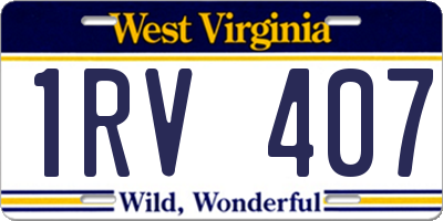 WV license plate 1RV407