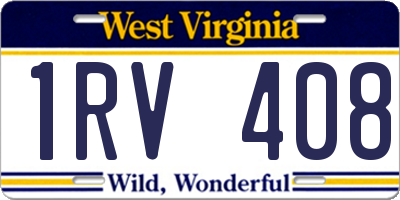 WV license plate 1RV408