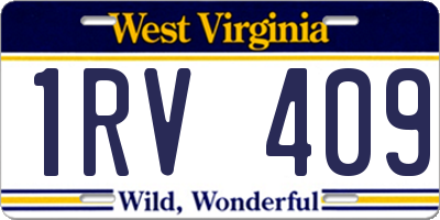 WV license plate 1RV409