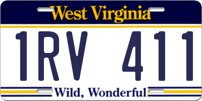 WV license plate 1RV411