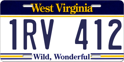 WV license plate 1RV412