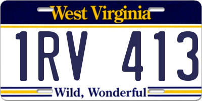 WV license plate 1RV413
