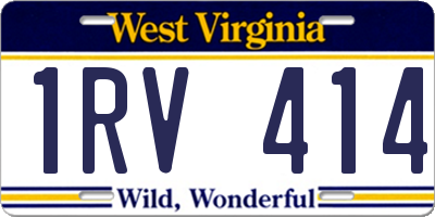 WV license plate 1RV414