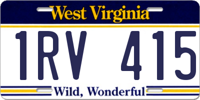 WV license plate 1RV415