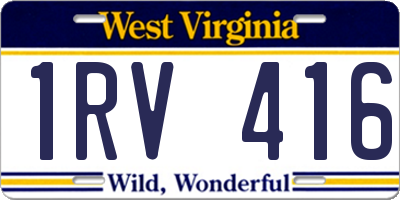 WV license plate 1RV416