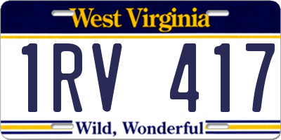 WV license plate 1RV417