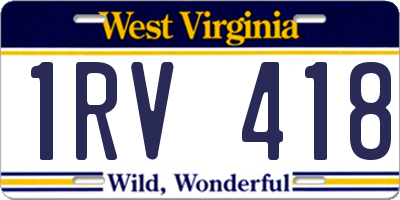 WV license plate 1RV418