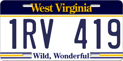 WV license plate 1RV419