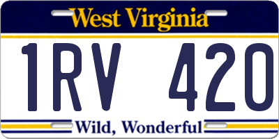WV license plate 1RV420