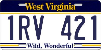 WV license plate 1RV421