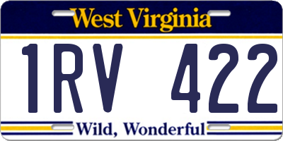 WV license plate 1RV422