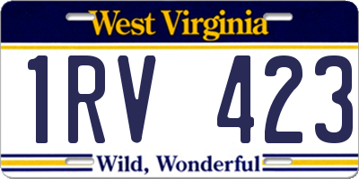 WV license plate 1RV423