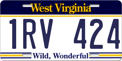 WV license plate 1RV424