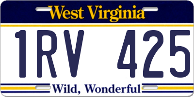WV license plate 1RV425