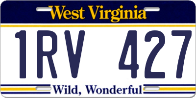 WV license plate 1RV427
