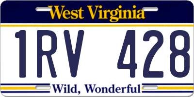 WV license plate 1RV428