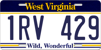 WV license plate 1RV429