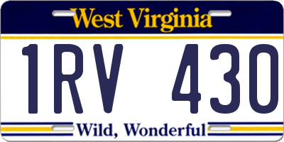 WV license plate 1RV430
