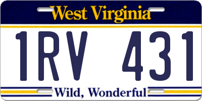WV license plate 1RV431