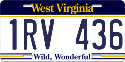 WV license plate 1RV436