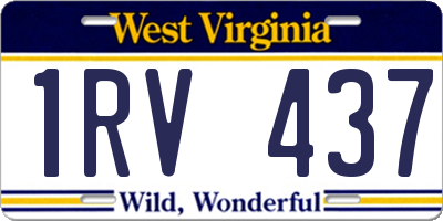 WV license plate 1RV437