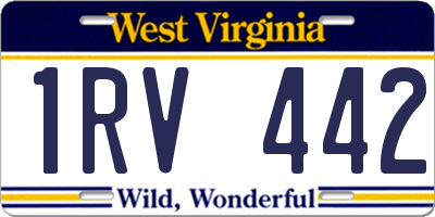WV license plate 1RV442