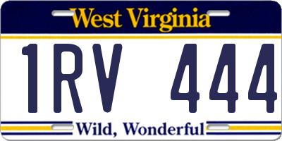 WV license plate 1RV444