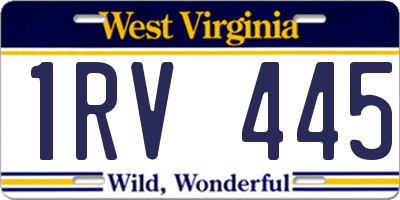 WV license plate 1RV445