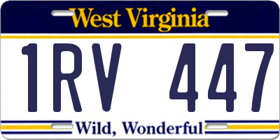 WV license plate 1RV447