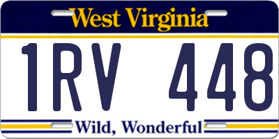WV license plate 1RV448