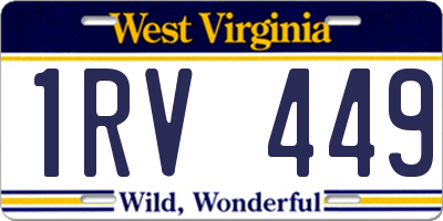 WV license plate 1RV449