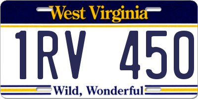 WV license plate 1RV450