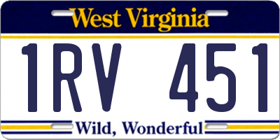 WV license plate 1RV451