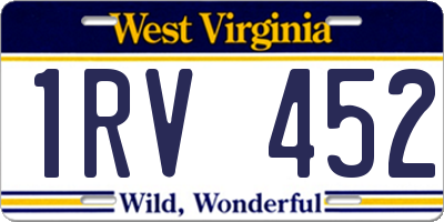 WV license plate 1RV452