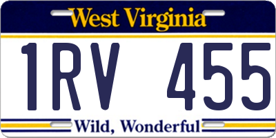 WV license plate 1RV455