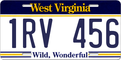 WV license plate 1RV456