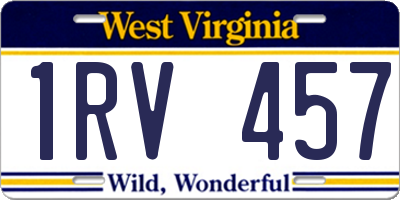 WV license plate 1RV457