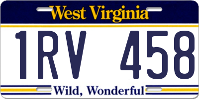 WV license plate 1RV458